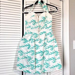 Lilly Pulitzer Seagull Sweetheart Strapless Halter Dress with Pockets - Size S